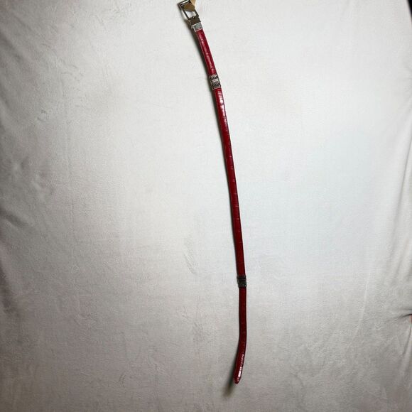 Brighton Reversible Leather Belt Black Red Faux Reptile Silver Tone Buckle M/L main image 6
